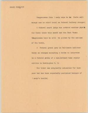 Primary view of object titled '[News Script: Dowdy feel fit]'.