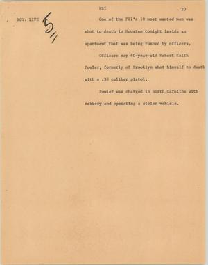 Primary view of object titled '[News Script: FBI]'.