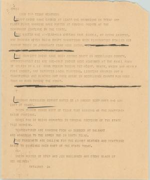 Primary view of object titled '[News Script: New top Texas wather]'.