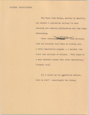 Primary view of object titled '[News Script: Weather modification]'.