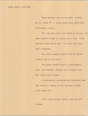 Primary view of object titled '[News Script: Plane crash - weather]'.