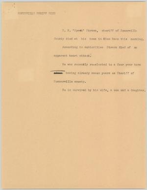 Primary view of object titled '[News Script: Somerville sheriff dies]'.