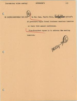 Primary view of object titled '[News Script: Governor's]'.