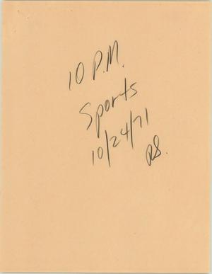 Primary view of object titled '[News Script: 10 p.m. sports]'.