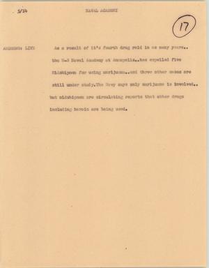 Primary view of object titled '[News Script: Naval Academy]'.