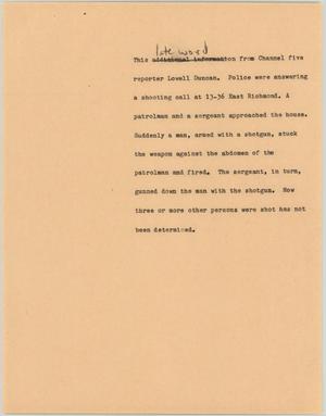 Primary view of object titled '[News Script: Police answer shooting call]'.