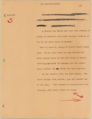 Primary view of object titled '[News Script: Dallas robbery-murder]'.