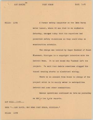 Primary view of object titled '[News Script: Port Huron]'.