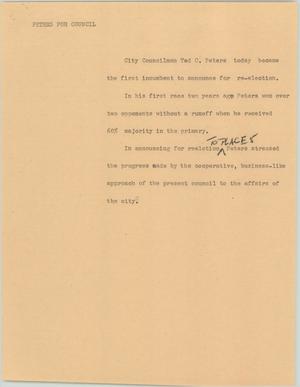 Primary view of object titled '[News Script: Peters for council]'.
