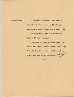 Primary view of object titled '[News Script: Train wreck trial]'.