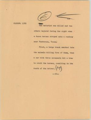 Primary view of object titled '[News Script: Henderson fatal traffic accident]'.