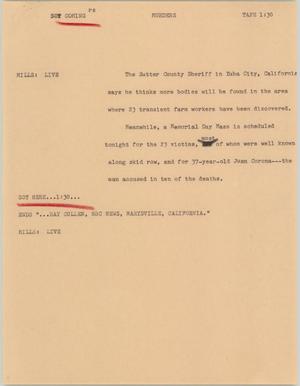 Primary view of object titled '[News Script: Murders]'.