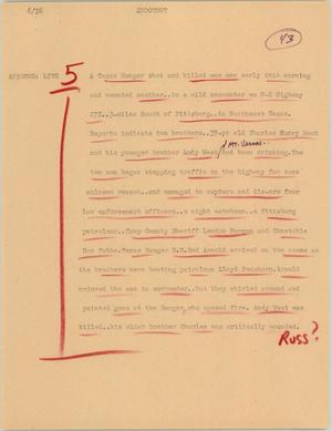 Primary view of object titled '[News Script: Shootout]'.
