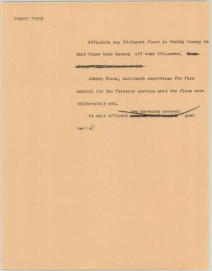 Primary view of object titled '[News Script: Forest fires]'.
