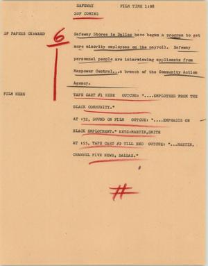 Primary view of object titled '[News Script: Safeway]'.