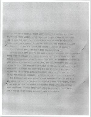 Primary view of object titled '[News Script: Bribe conspiracy trial]'.