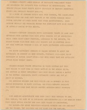 Primary view of object titled '[News Script: London, Saigon, and Los Angeles update]'.