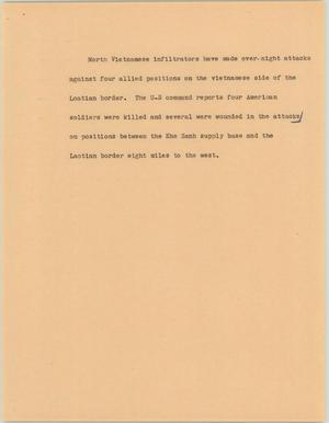 Primary view of object titled '[News Script: Vietnam and Laos update]'.