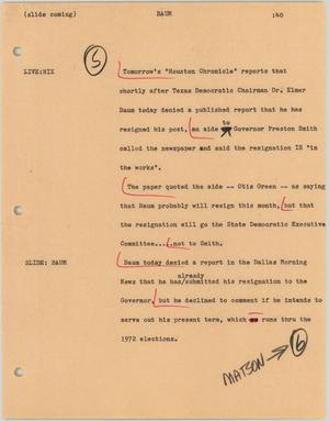 Primary view of object titled '[News Script: Baum]'.