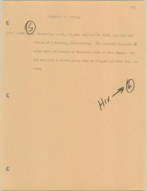 Primary view of object titled '[News Script: Drowning in Mineola]'.