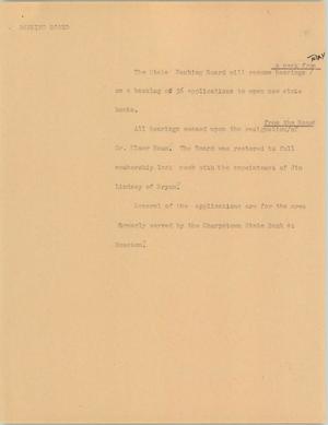 Primary view of object titled '[News Script: Banking board]'.