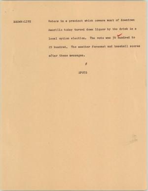 Primary view of object titled '[News Script: Local election]'.