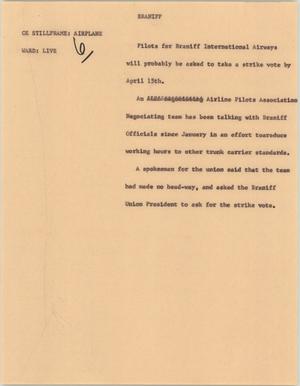 Primary view of object titled '[News Script: Braniff]'.