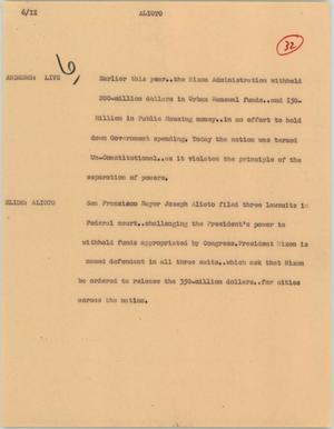 Primary view of object titled '[News Script: Alioto]'.