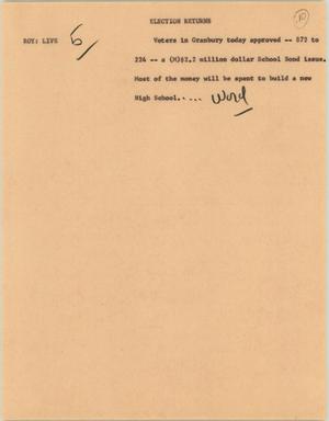 Primary view of object titled '[News Script: Election returns]'.