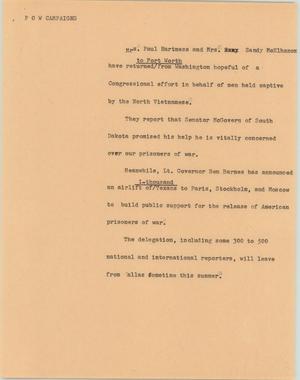 Primary view of object titled '[News Script: POW campaigns]'.