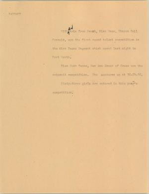 Primary view of object titled '[News Script: Pageant]'.