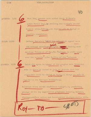 Primary view of object titled '[News Script: Vietnam, Laird, and Nixon]'.