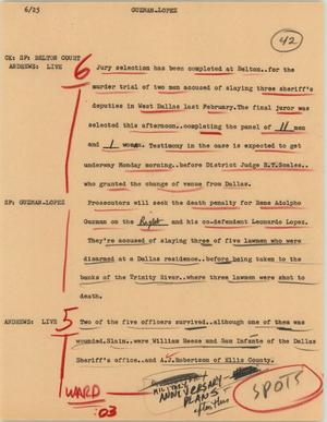 Primary view of object titled '[News Script: Guzman Lopez]'.