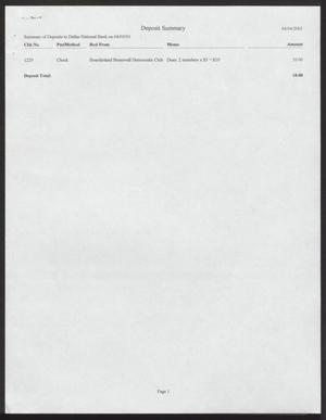 Primary view of object titled '[Deposit Summary and a Letter to Michael Milliken]'.