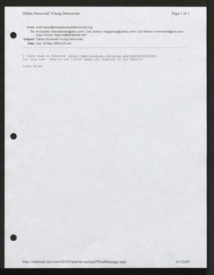 Primary view of object titled '[Email from Linda Allen to members]'.