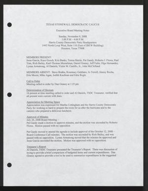 Primary view of object titled 'Texas Stonewall Democratic Caucus Executive Board Meeting Notes'.