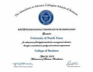 Primary view of object titled '[AACSB International Certificate of Accreditation]'.