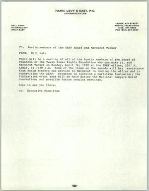 Primary view of object titled '[Letter from Nell Hahn to Austin Texas Human Rights Foundation Members and Margaret Tucker]'.