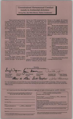 Primary view of object titled '[Letter from the Texas Human Rights Foundation to the public]'.