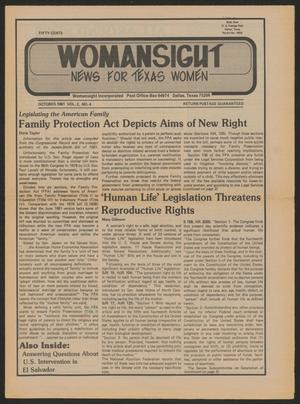 Primary view of object titled 'Womansight: News for North Texas Women, Volume 2, Number 4, October 1981'.