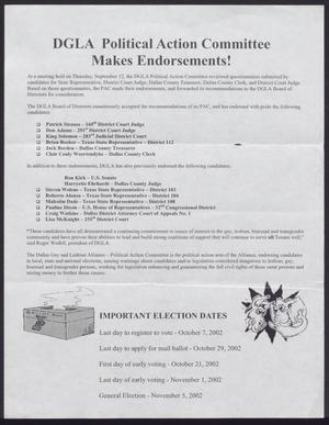 Primary view of object titled '[DGLA Political Action Committee Makes Endorsements]'.