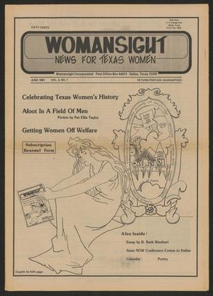 Primary view of object titled 'Womansight: News for North Texas Women, Volume 2, Number 1, June 1981'.