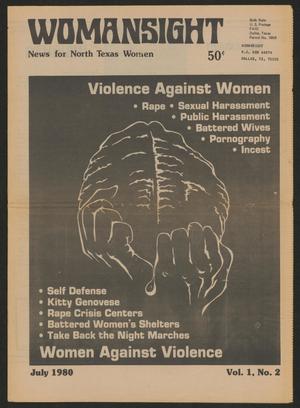 Primary view of object titled 'Womansight: News for North Texas Women, Vol. 1, No. 2, July 1980'.