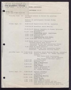 Primary view of object titled '[NAPWA Conference itinerary]'.