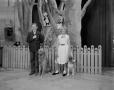 Photograph: [Two children with dogs on set]
