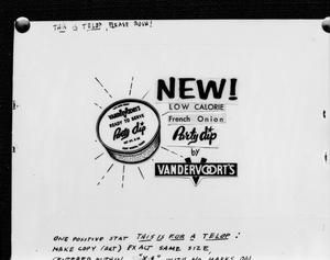 Primary view of object titled '[Advertisement for Vandervoort's Party Dip]'.