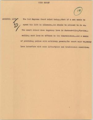 Primary view of object titled '[News Script: High court]'.