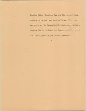 Primary view of object titled '[News Script: Democratic primary]'.