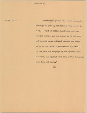 Primary view of object titled '[News Script: Weatherford]'.