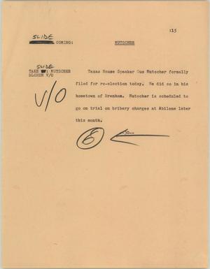 Primary view of object titled '[News Script: Mutscher]'.